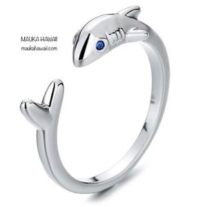 Ocean Shark Cute Stainless Adjustable Open Mid Toe Minimalist Ring Sizes 5 6 7 8